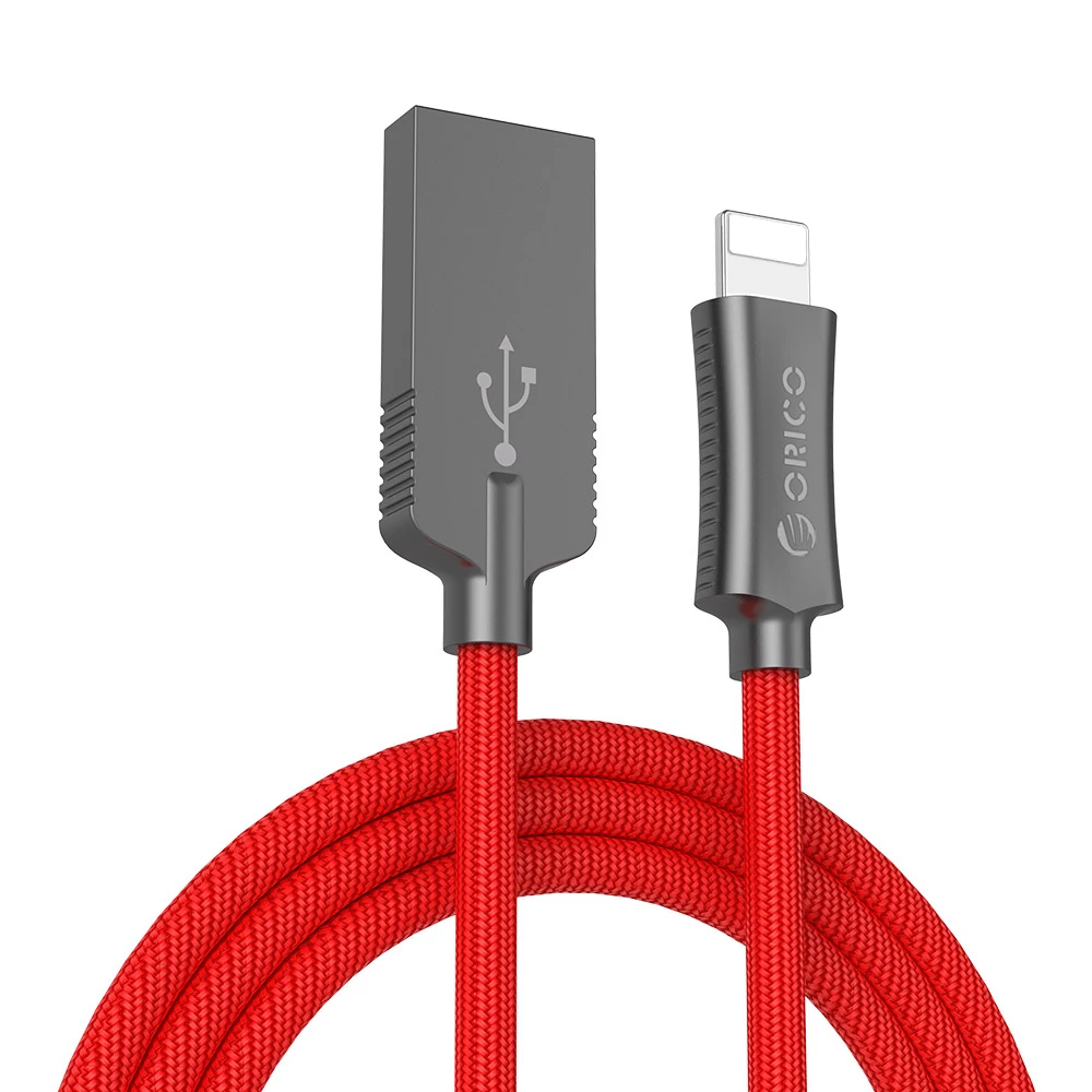 ORICO USB-A-Lighting 8 PIN USB кабель для iPhone iPad iPod 2.4A USB2.0 кабель для зарядки и синхронизации данных для устройств Apple 1 метр цинк - Цвет: Red