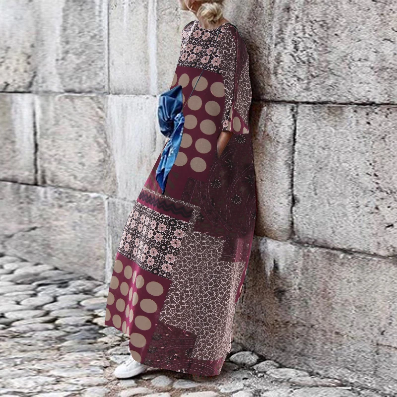 В винтажном стиле С принтом большой размер женские повседневные платья Открытое