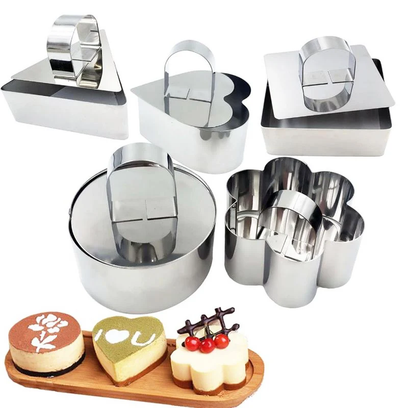 

5Pcs/Set Stainless Steel Cake Mold Square Dessert Mousse Mold Cookie Cutter Mini Chocolate Cake Ring Cooking Mousse Rings