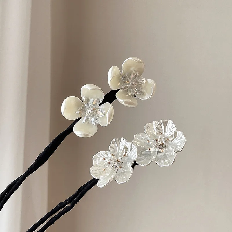 

Модный женский элегантный цветок с большими жемчужинами, для завивки волос, для пучка, для самостоятельного изготовления пончиков, инструм...