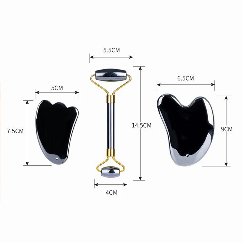 

Facial Massage Jade Roller Guasha Set Natural Terahertz Energy Stone Massager Eye Face Neck Thin Lift Relax Slimming Tools