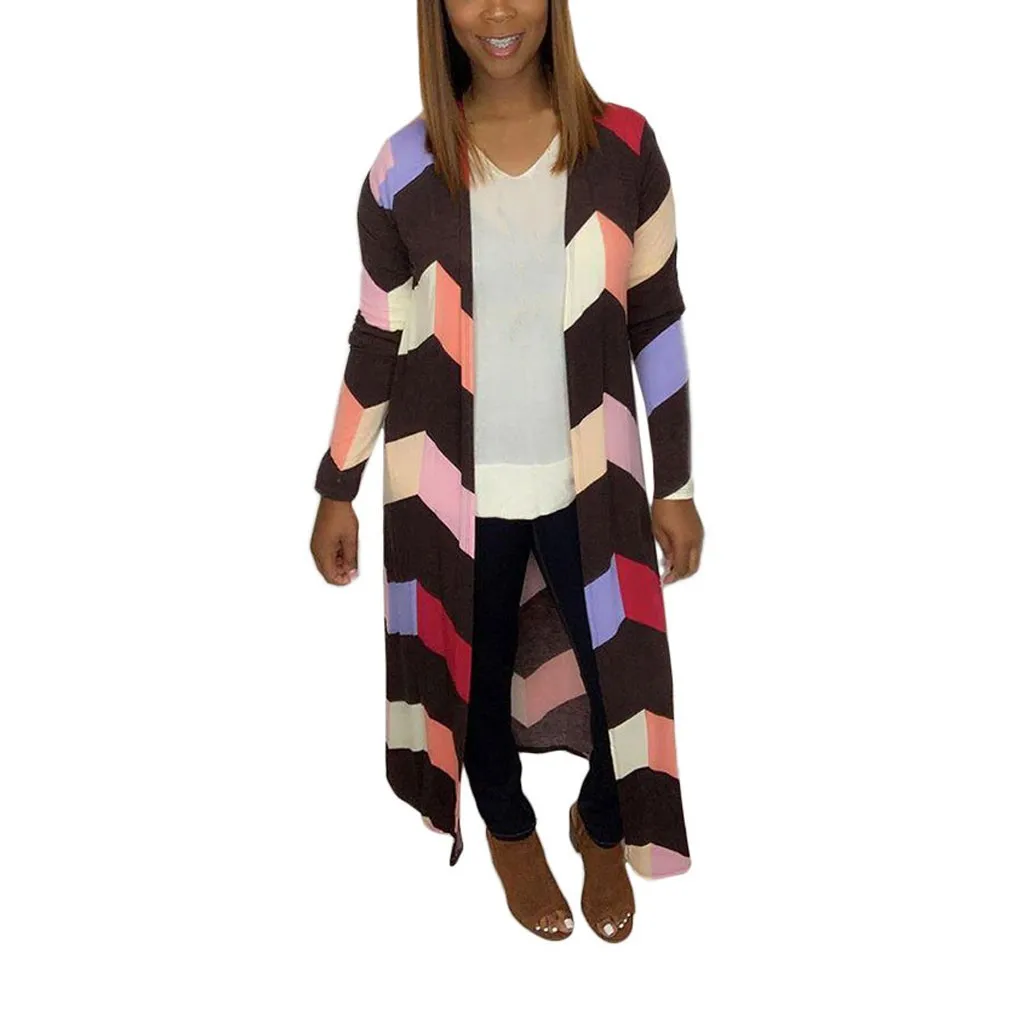 Разноцветные полосатые женские осенние тренчи средней длины верхняя одежда для