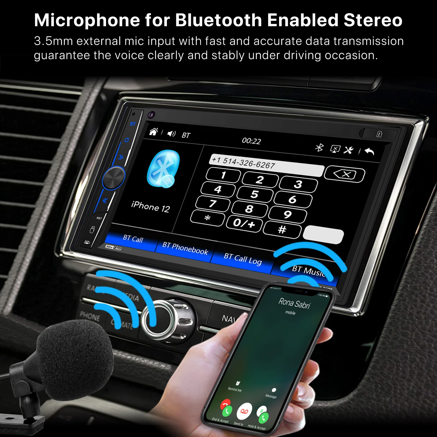 Универсальный MP5-плеер 2Din MP3-плеер с поддержкой Mirrorlink микрофоном AHD Apple Carplay Bluetooth FM