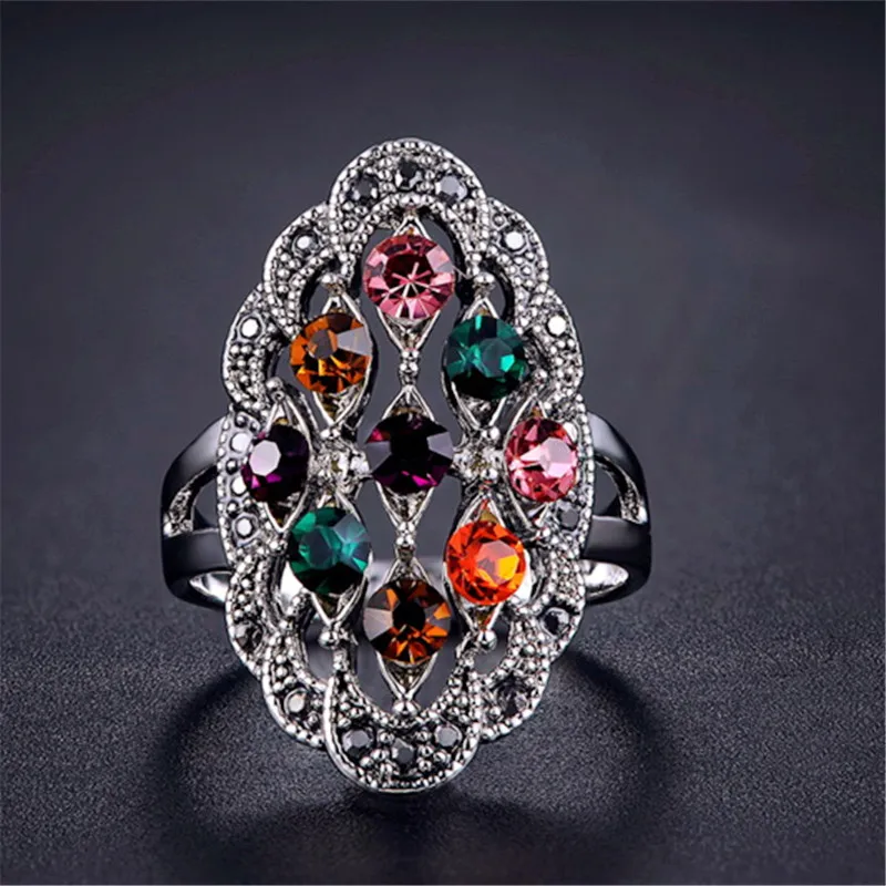 Женские Ретро Кольца Ajojewel Muticolor Crystal Винтажные Ювелирные изделия оптовая продажа