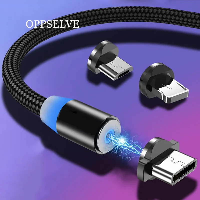Магнитный кабель Micro USB для iPhone Samsung Android быстрая зарядка Type C 1 м 2 зарядный провод