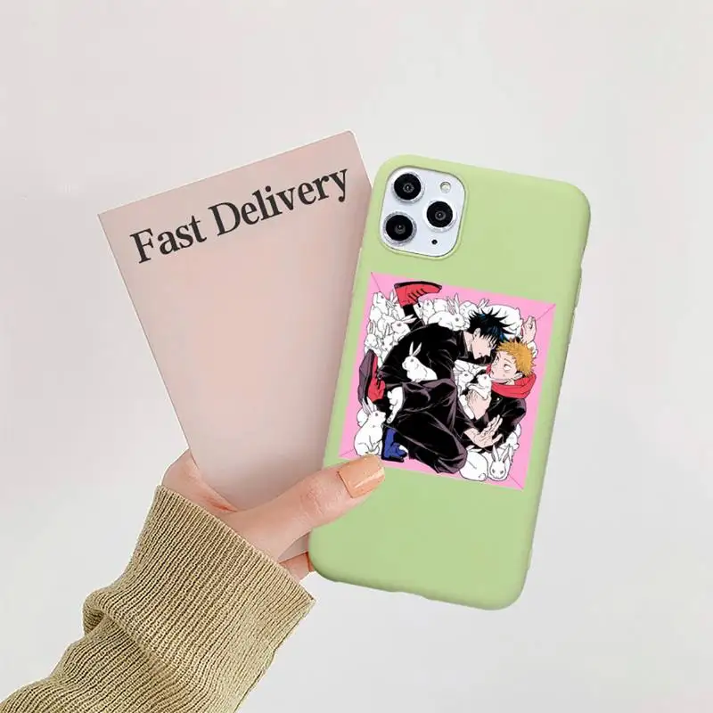

Anime Jujutsu Kaisen cute cartoon Phone Case Candy Color for iPhone 11 12 mini pro XS MAX 8 7 6 6S Plus X 5S SE 2020 XR