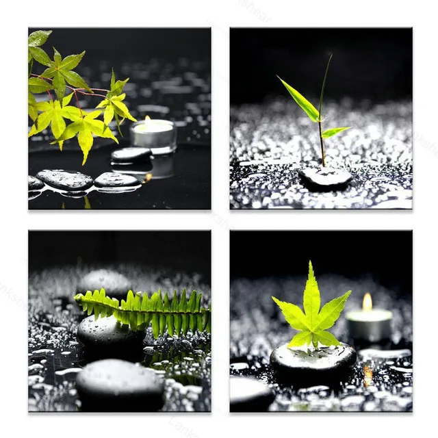 Современный холщовый постер Hd 4 шт. с принтом дзен цветок камень Тайский Будда