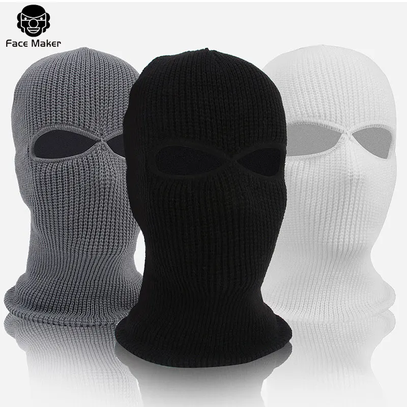 Теплая Балаклава маска на все лицо с 2/3 отверстиями вязаная мотоциклетная для