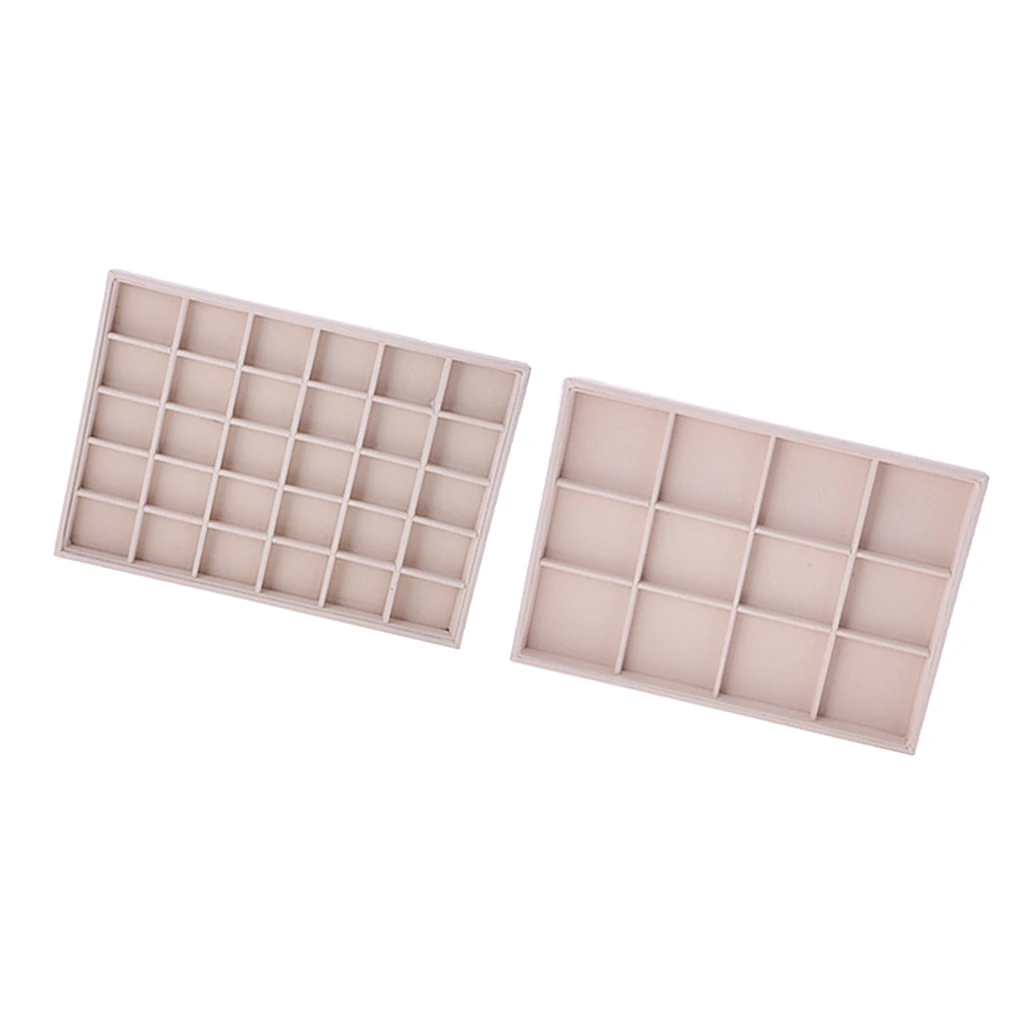 

2 Pieces 30/12 Grids Ring Jewelry Display Organizer Box Tray Showcase Holder