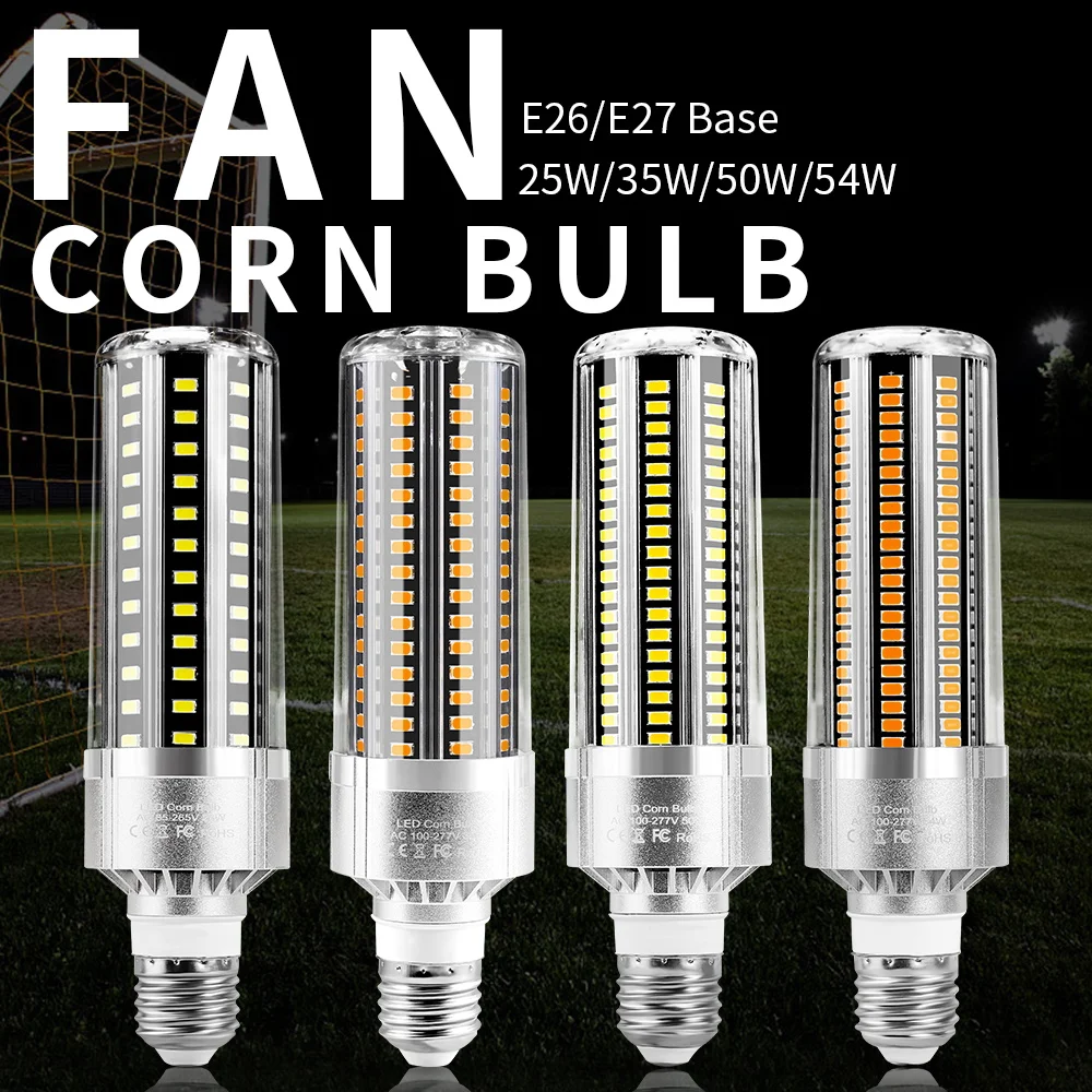 

LED Bulb E27 Fan Corn Light E26 Lamp 25W 35W 50W Ampoule 220V LED Chandelier Candle Lamp 110V Spotlight Workshop Garage Lighting