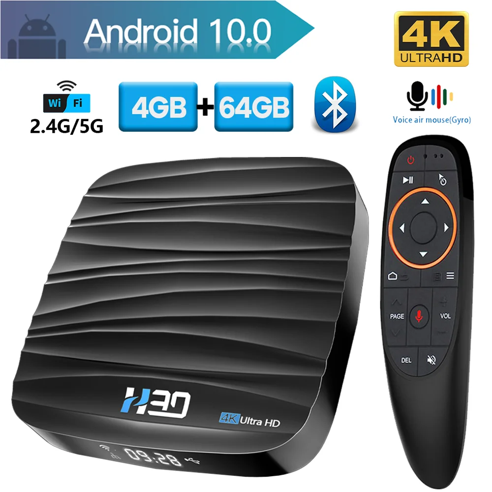 Hongtop приставка для ТВ андроид 10 4GB 64GB RK3318 смарт 4K bluetooth 3D Декодер каналов