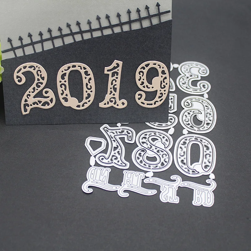 0 9 цифр металла резки штампы кружевная рамка фон Крафтовая окраска для