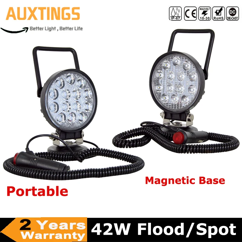 42W LED Work Light Portable Magnetic Base Flood Spot Beam Super Bright Car 4x4 ATV truck Tractor Offroad Boat