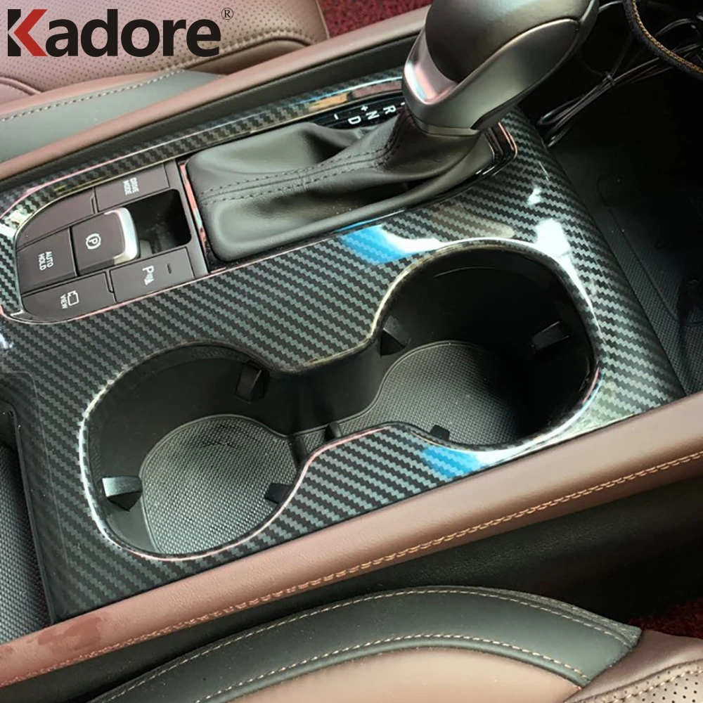 Для Hyundai Santa Fe 2019 2020 2021 углеродного волокна передняя рамка держателя стакана воды