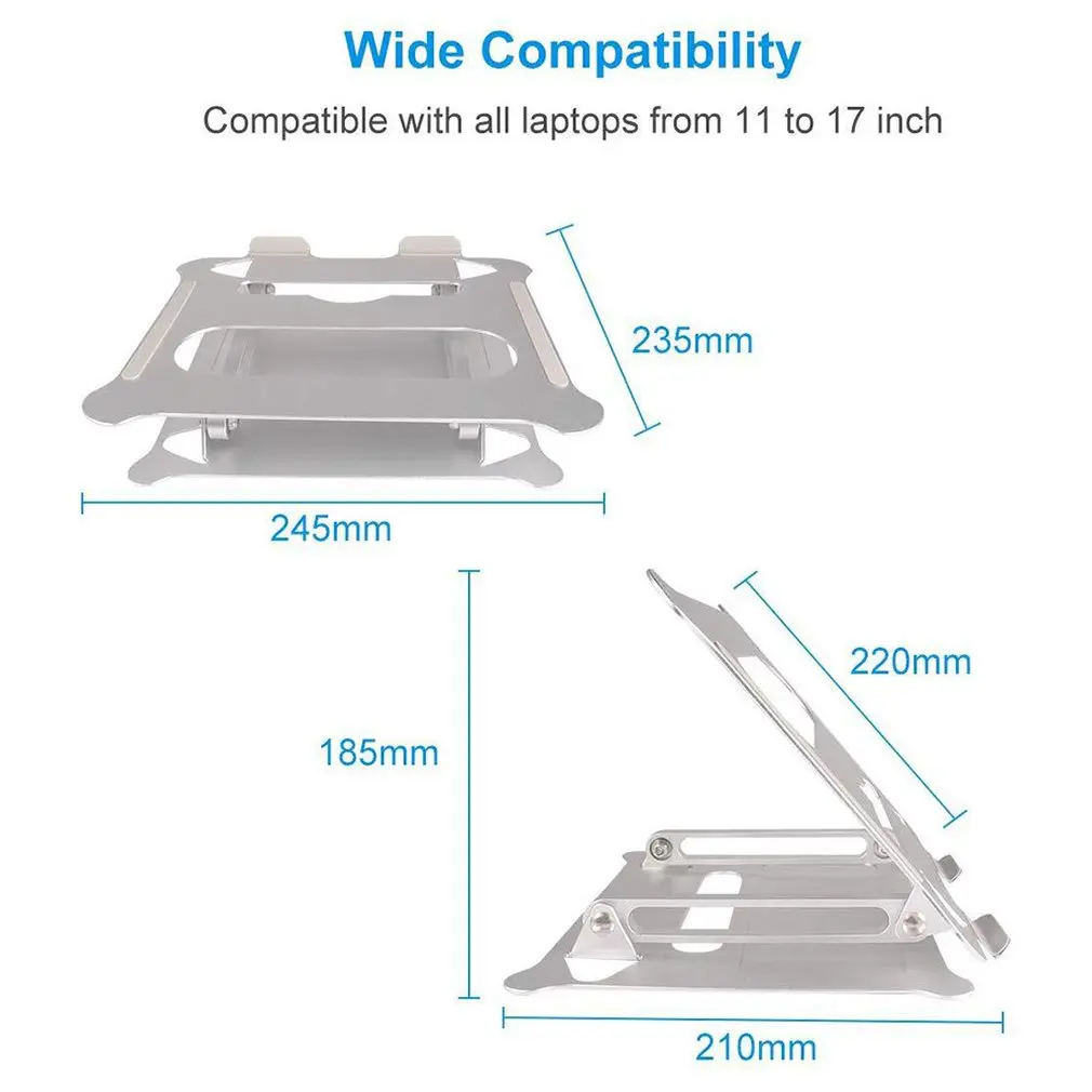 

Portable Foldable Heat Dissipation Aluminum Alloy Laptop Computer Cooling Bracket Adjustable At Any Angle for PC Notebook