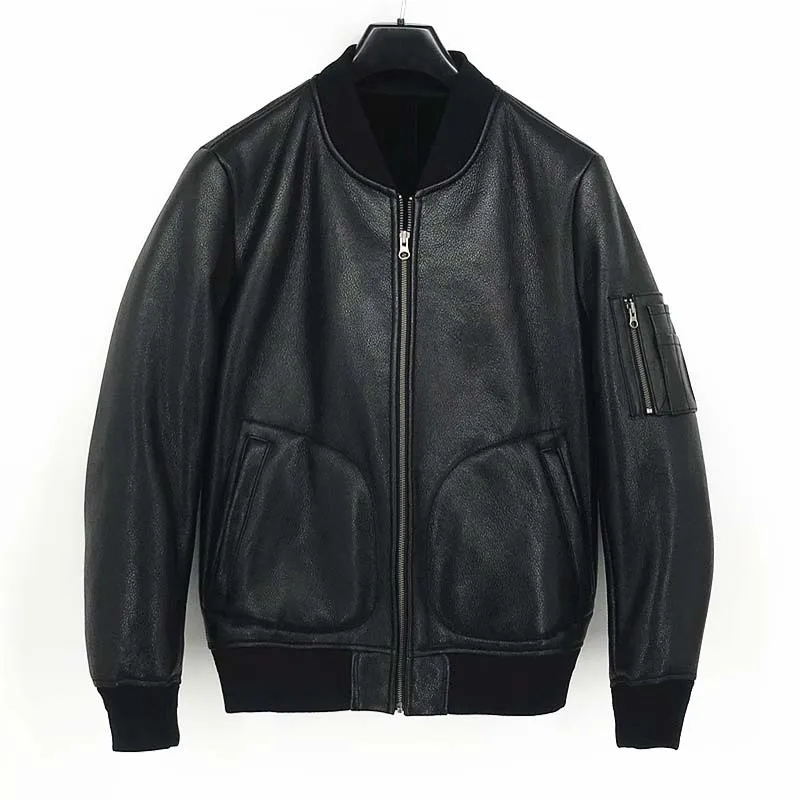 Мужская куртка из натуральной овчины черная теплая большого размера 4xl 5xl xxxxxl для