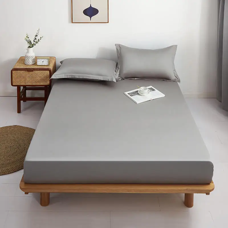 Постельное белье 1 шт. хлопковые простыни темно серого цвета на резинке для