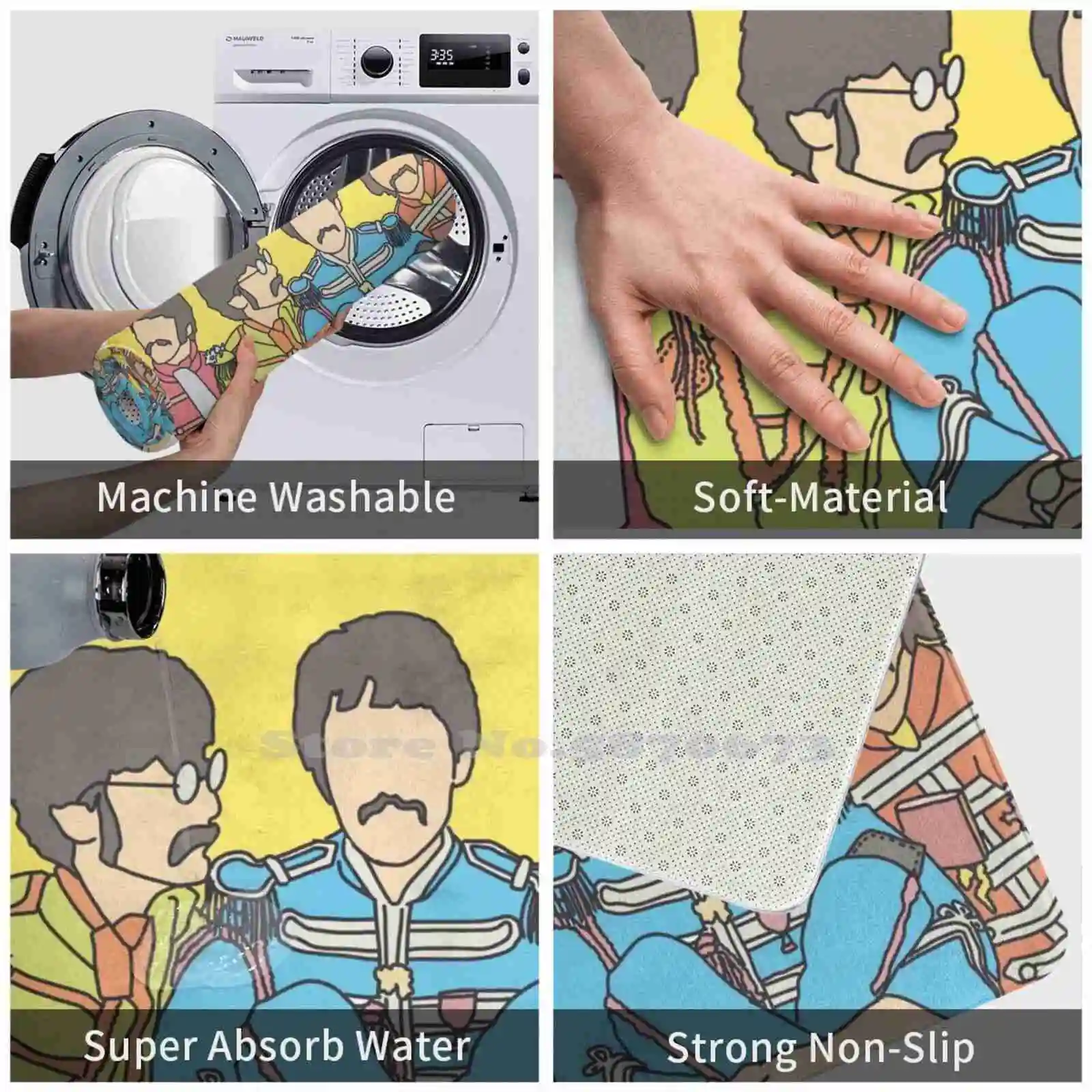 3D Мягкий Нескользящий Коврик The Sgt Pepper коврик для ног альбом Sergeant Lennon музыкальный