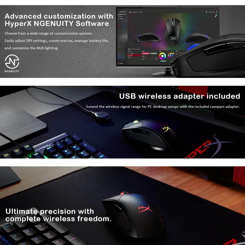 Kingston Pulsefire Dart Wireless Gaming Mouse Pixart 3389 Sensor Qi Certified for wireless charging 16000 DPI / 450 IPS 50G | Компьютеры и