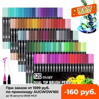 watercolor pen brush markers dual tip fineliner drawing for coloring art markers 12 24 36 48 60 72 100 120 colors pens