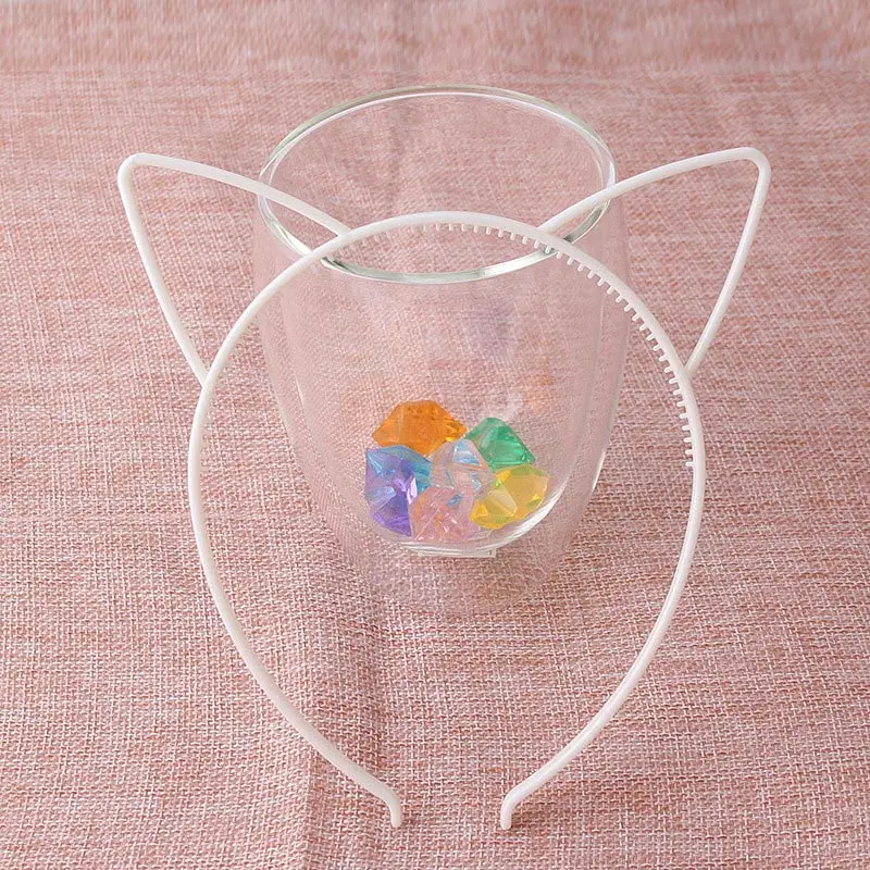 Cat Ear Whit 12 шт./лот, блестящая повязка на волосы с единорогом, ободок, повязка на голову для женщин и девочек, кошачьи ушки, Русалочка, пластиковая повязка для волос, аксессуары для волос, горячая распродажа - Цвет: Cat Ear Whit