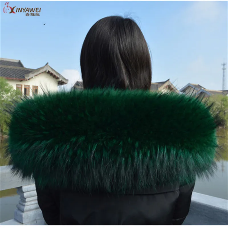 Natural Fur Collar 100% Real Raccoon Scarf For Men Women Children Parkas Coats Male Skins Necklaces Black 70 75 cm. |