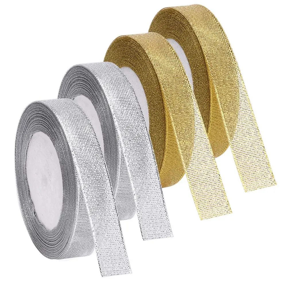 Блестящая металлическая лента из органзы 15 мм для свадебного подарка Подарочная