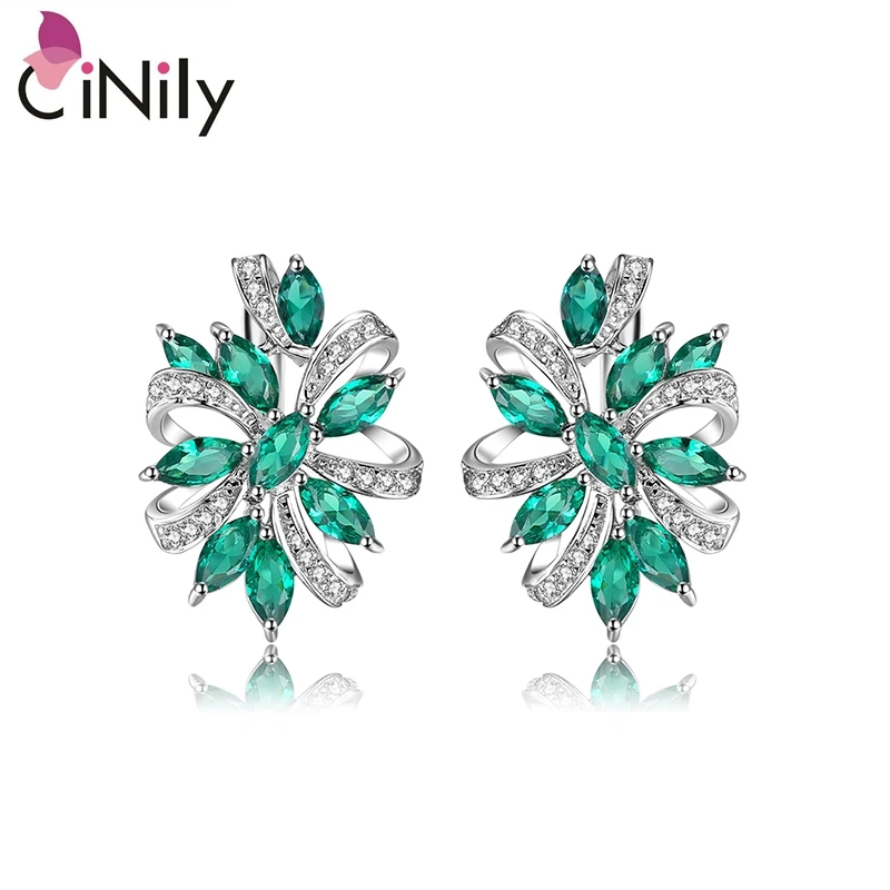 Женские серьги гвоздики из серебра 925 пробы с изумрудом|clip on earrings|clip earringsclip earrings for