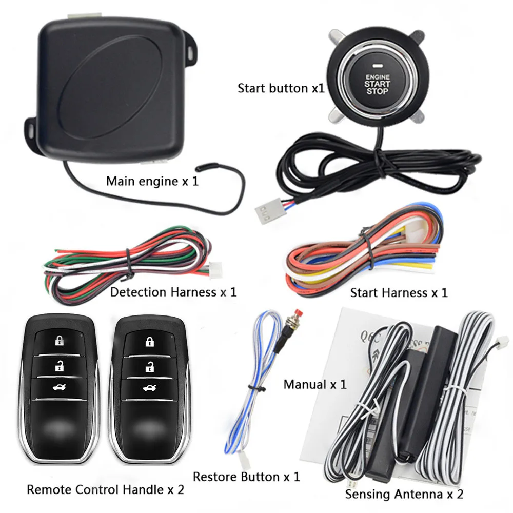 

Car Alarm Keyless Entry Start System One Start Stop Engine Push Button Vehicle Central Lock PKE Remote Start Dropshipping