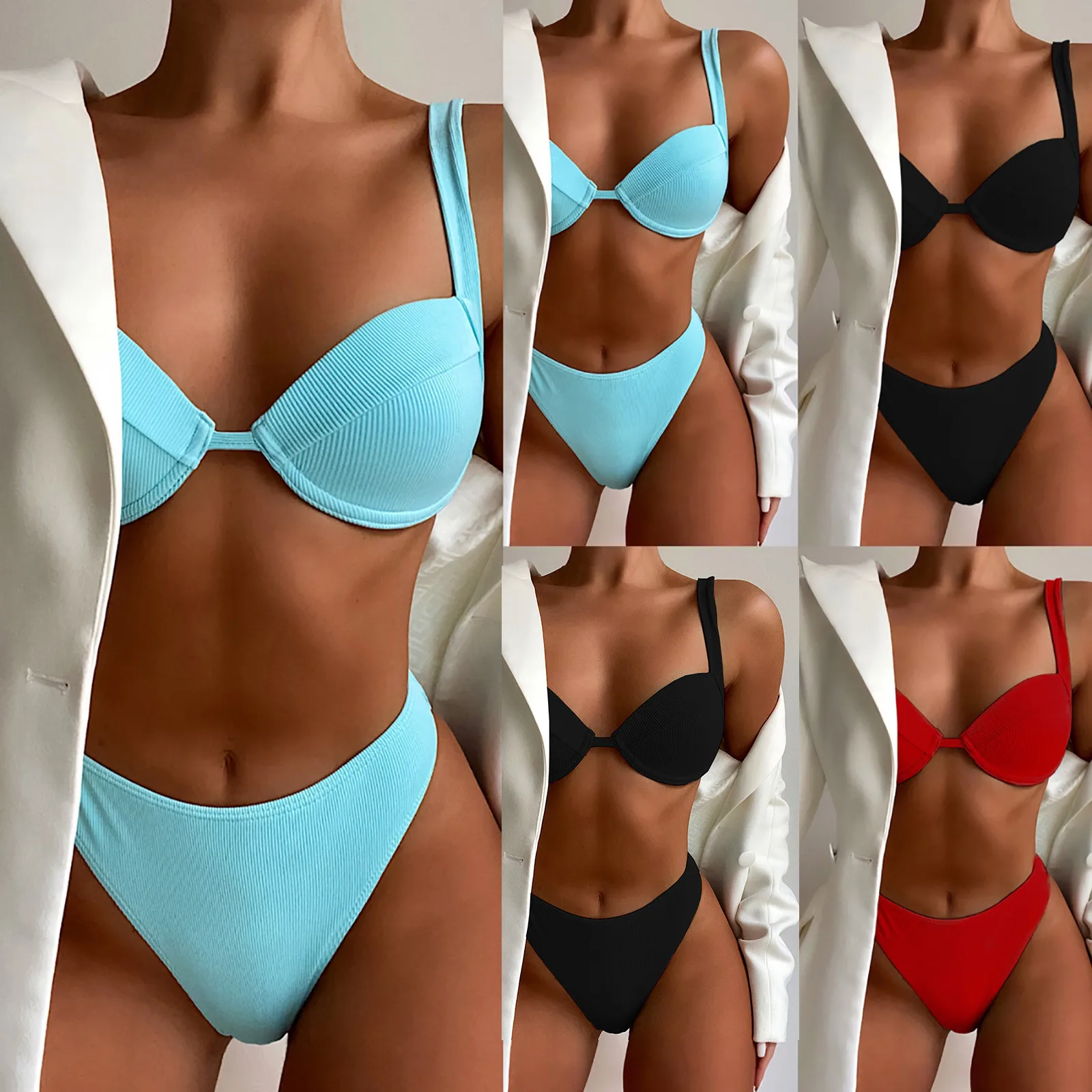 

Sexy Mini Bikini Solid Set Swimsuit Underwire Low Waist Two Piece Filled Bra Swimwear Beachwear Bath Suits сѬинги с всокй ал