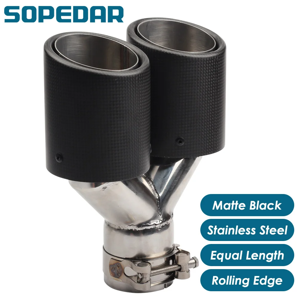 

SOPEDAR Y Модель Dual Equal 3k матовая углеродистая выхлопная труба универсальная Нержавеющая Сталь автомобильный хвостовый наконечник глушитель AK ...