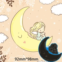 metal dies little angel in moon for 2020 new stencils diy scrapbooking paper cards craft making new craft decoration 9298mm