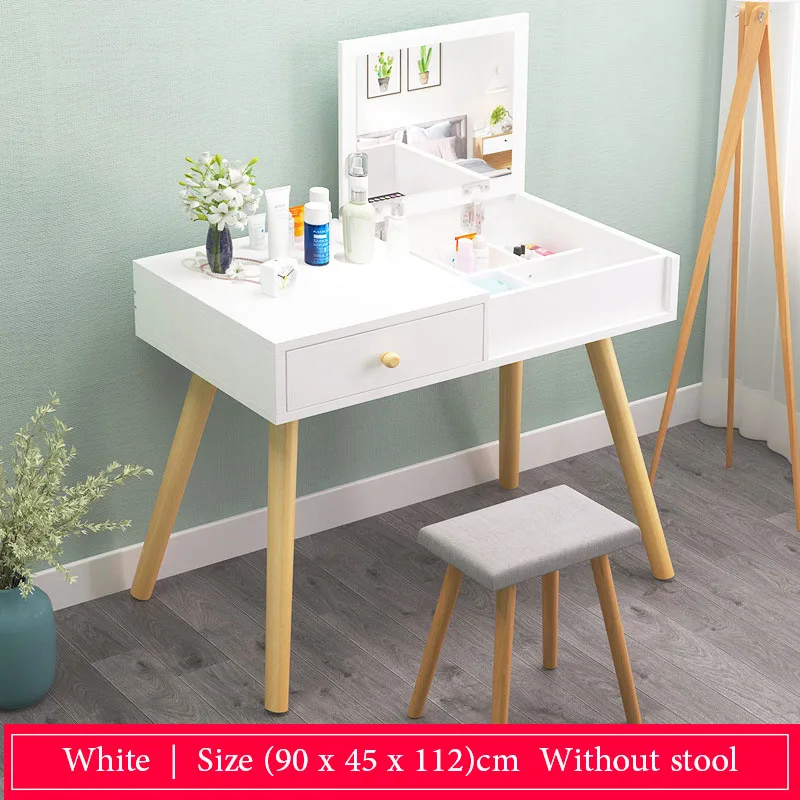 90cm-white Комоды деревянное зеркало туалетный столик косметическое хранение Органайзер шкаф простой тщеславие Мода для мебели спальни - Цвет: 90cm-white