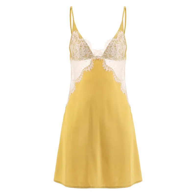 

New Pajamas Women's Sexy Ice Silk Summer Lace Suspender Skirt Nightdress Women's Sleepwear Nightgown Women's Lace SexySleepwear