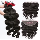 Wigirl 28 30 32 34 40 дюймов бразильские волосы плетение 3 4 пряди с 13x4 кружевной фронтальной и закрывающей Remy волнистые 100% человеческие волосы