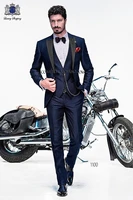 szmanlizi male costumes italian design 2022 terno masculino slim fit blue 3 piece groom wedding suit dress formal suits for men