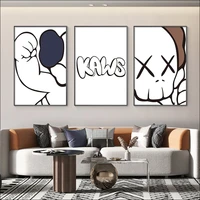 modern canvas painting art decoration trend doll cartoon cute printing waterproof poster black and white mural picture gift