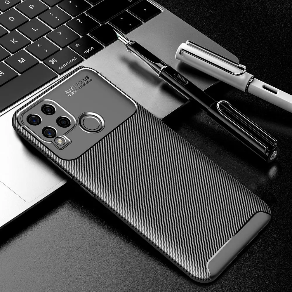 

For OPPO Realme C15 C11 V5 Carbon Fiber Case Soft TPU Silicone Shockproof Cases for Realme 6 5 3 2 X2 XT Pro 6i C2 C3 Back Cover