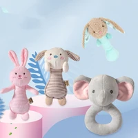 newborn baby toys cartoon animal toddlers plush hand bell dolls grabbing stick infants early educational biteable plush dolls
