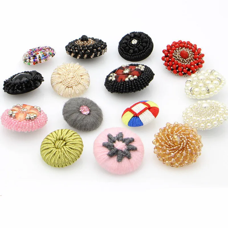 Роскошные Цветочные Стразы пуговицы жемчужные для пришивания пальто Свадебный