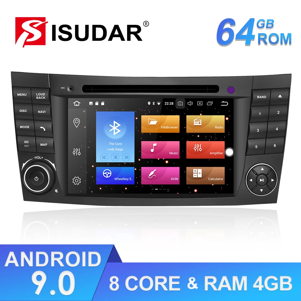 Isudar Автомобильный мультимедийный проигрыватель 2 Din Android 9 для Mercedes/Benz/E Class/W211/CL 8 Core