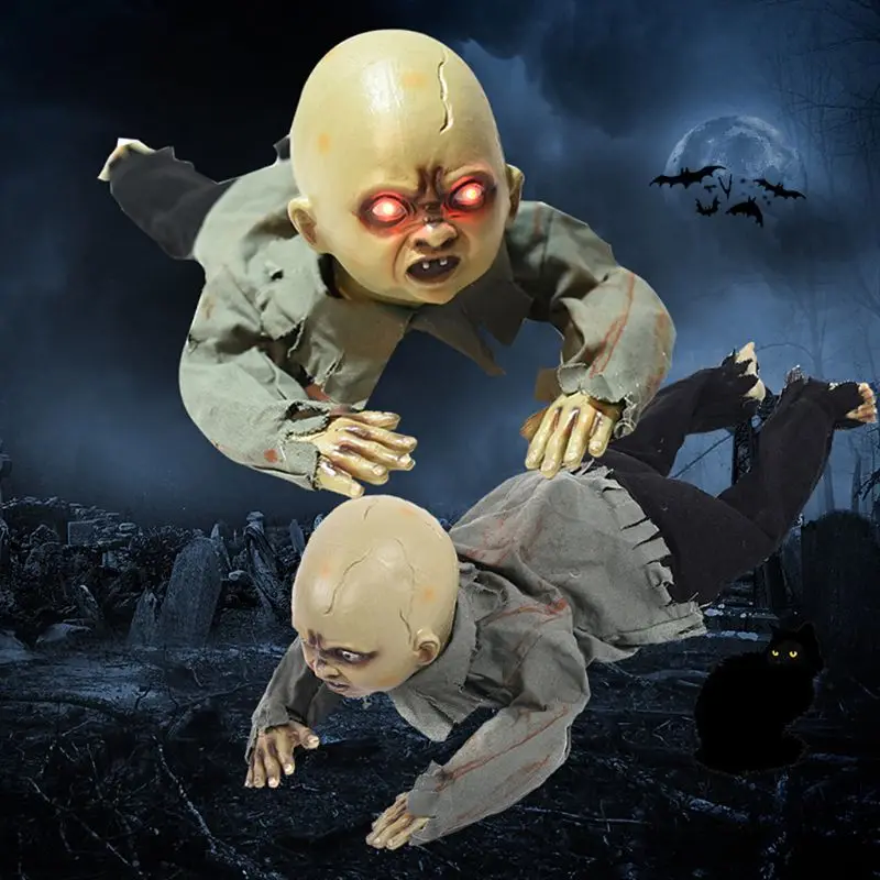 

Animated Crawling Baby Zombie Scary Ghost Babies Doll Haunted Halloween Decor Props Supplies