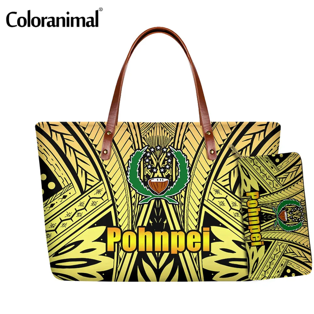 

Модная женская сумочка и кошелек Coloranimal 2 шт./компл. женская сумка-тоут через плечо с Полинезийским принтом и флагом понпей 2021