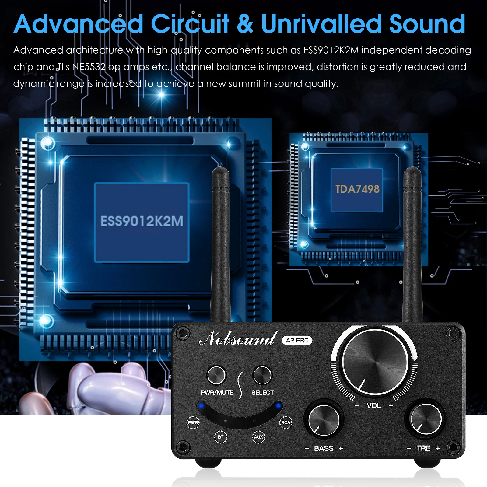 Цифровой усилитель мощности Douk Audio Hi Fi Bluetooth 5 0 басовый аудиоусилитель с двойной