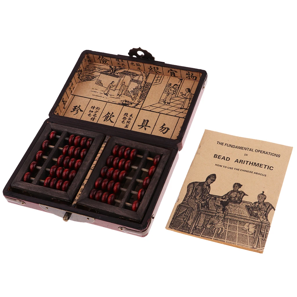 2x Vintage Chinese Wooden Bead Arithmetic Abacus 5 Digits With Storage Box | Игрушки и хобби