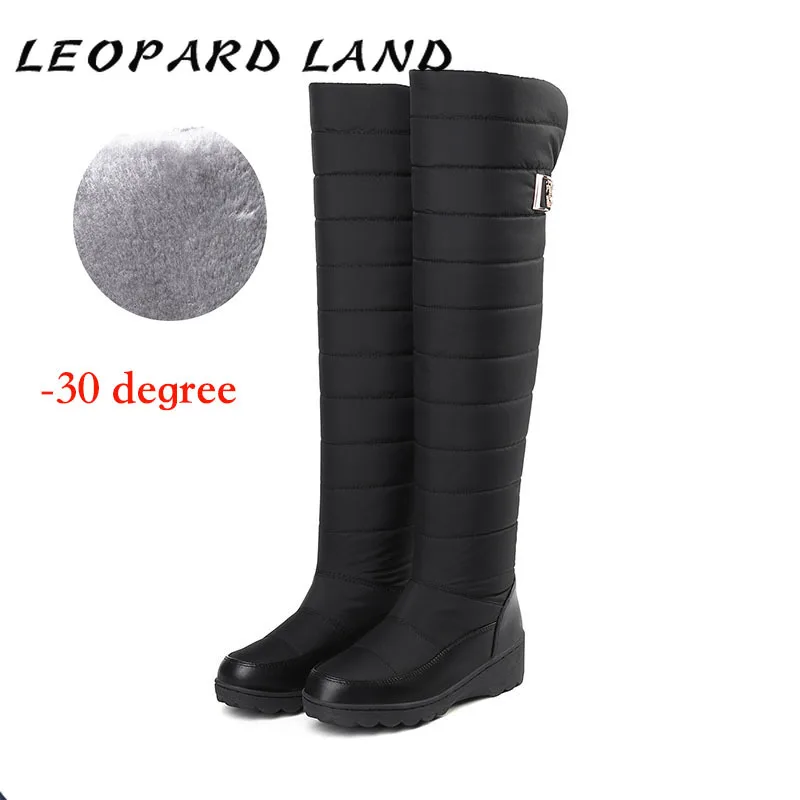 Зимние теплые сапоги с леопардовым принтом Женские повседневные Сапоги выше