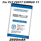 Аккумулятор LOSONCOER BL9204 для смартфонов FLY FS517 Cirrus 11BL9204 FF.02.522F04 FS517, 2600 мАч