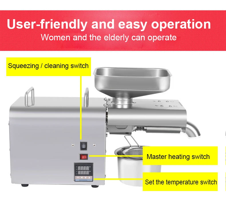 

220V High Oil Yield of Commercial Oil Press Multifunctional Peanut and Walnut Camellia Seed Oil Press
