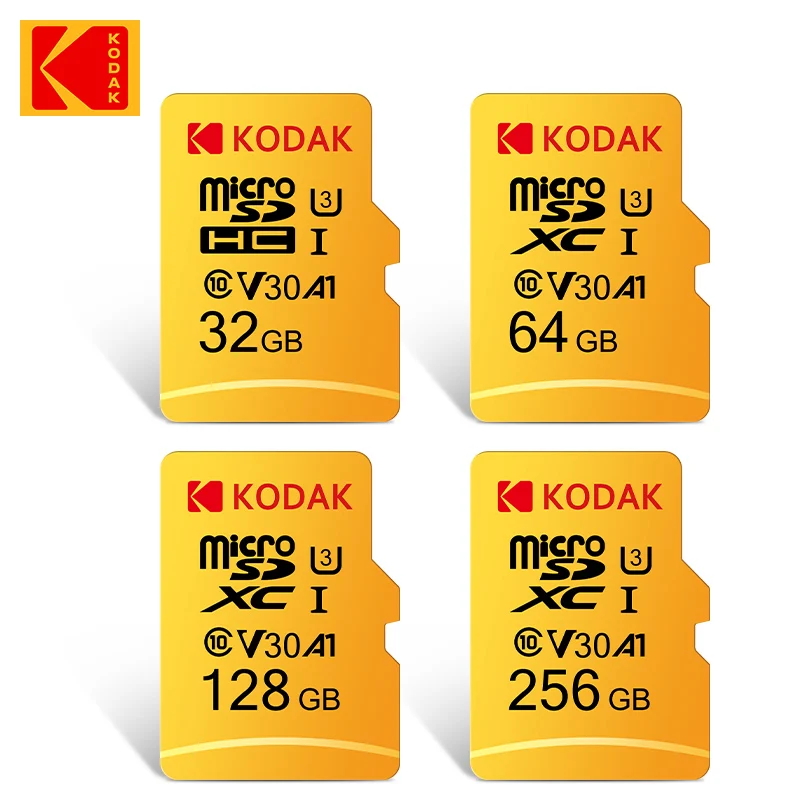 

100pcs KODAK EVO Plus 128GB Memory Card 256GB U3 4K Micro SD Card 64GB 32GB SDHC Microsd UHS-I C10 TF Trans Flash Microsd