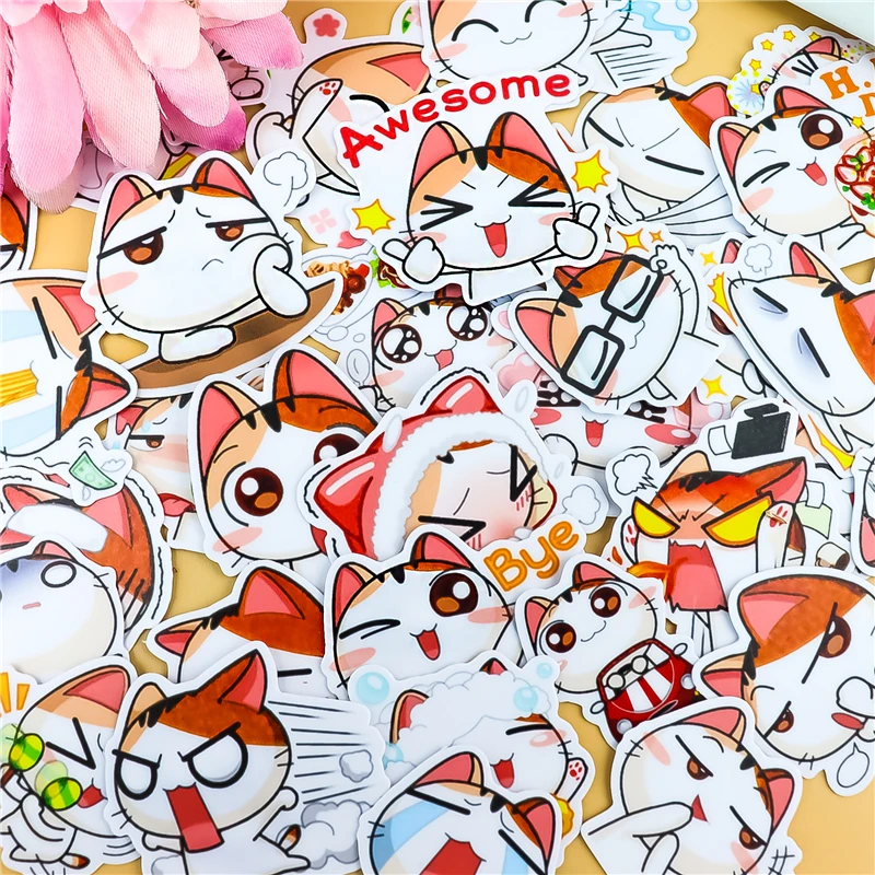 stickers 40pcs cute orange cat sticker for luggage skateboard phone laptop moto bicycle wall guitardiy scrapbooking waterproof free global shipping